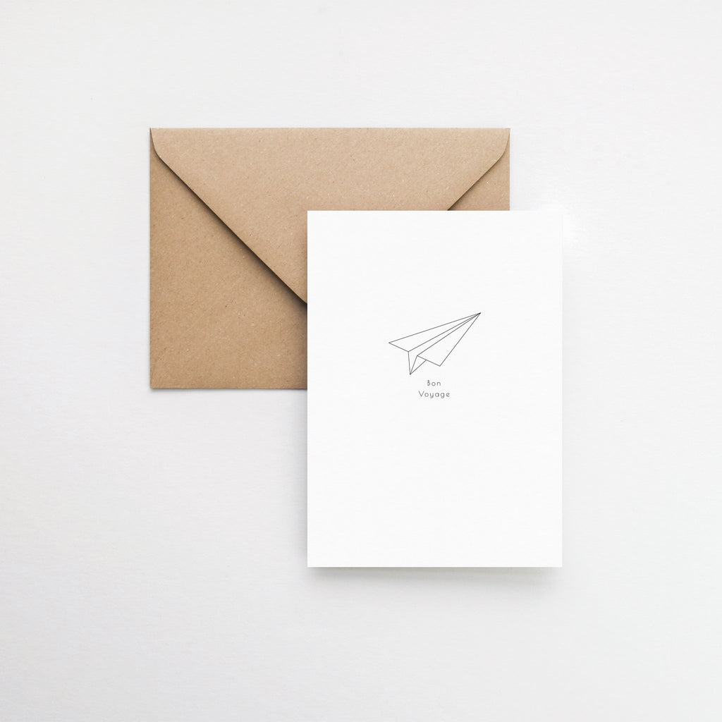 Origami plane Bon voyage greeting card