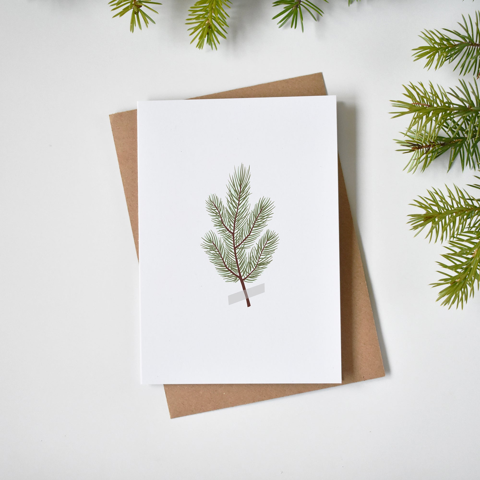 Pine branch Christmas card elemente design