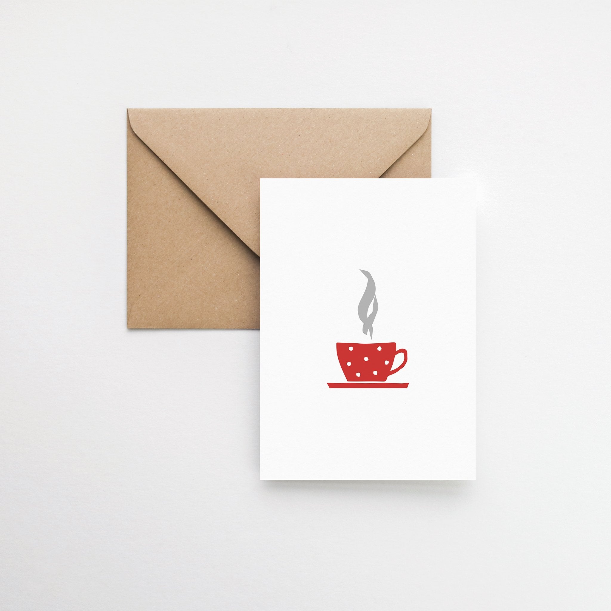 Coffee greeting card red mug