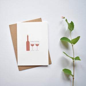 Birthday red wine greeting card elemente design