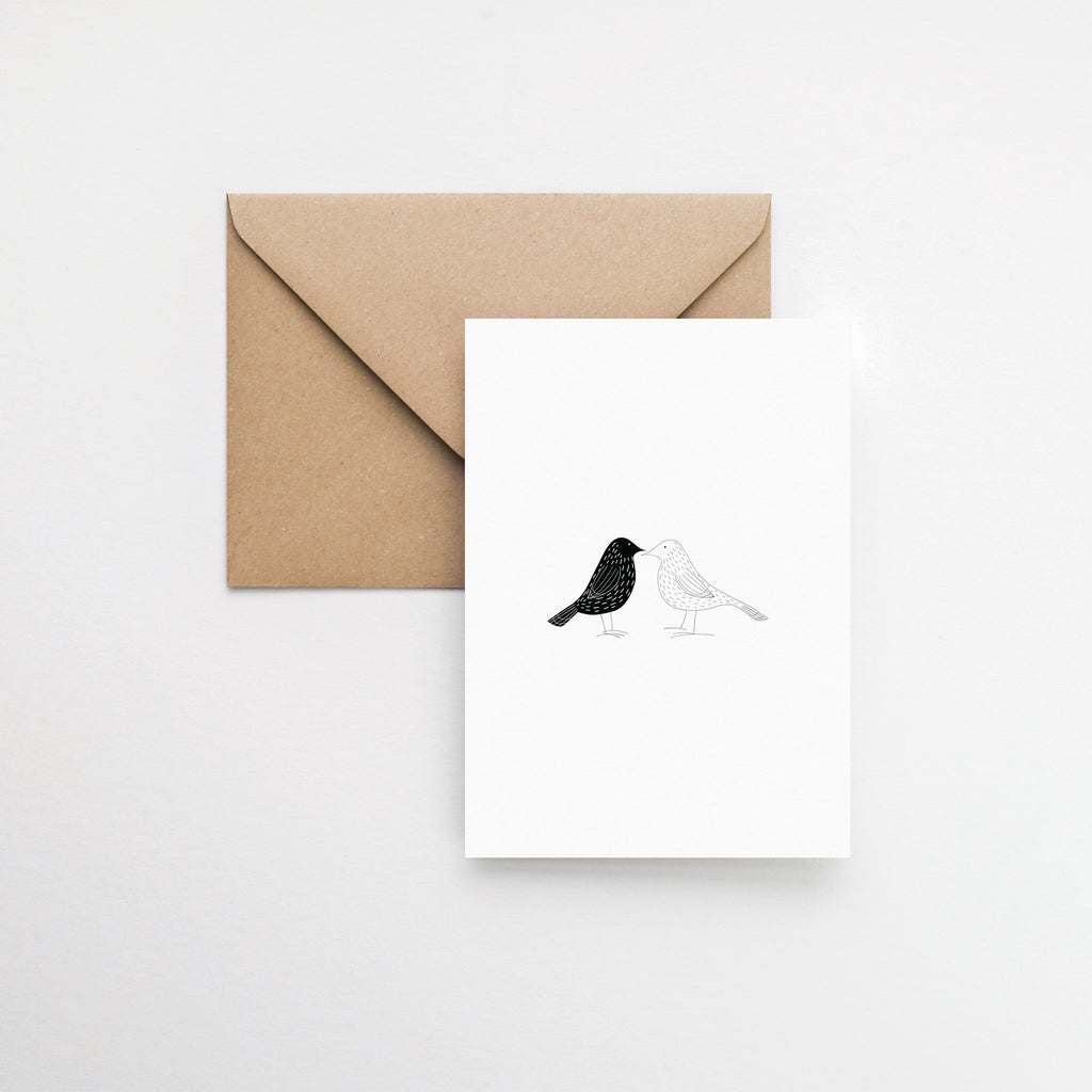 scandinavian two birds greeting card elemente design