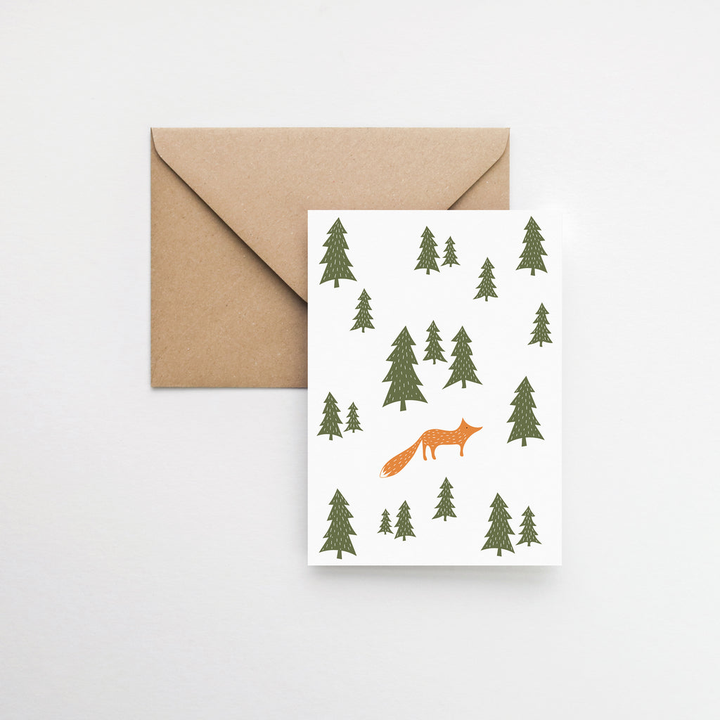 Wild fox Christmas card elemente design